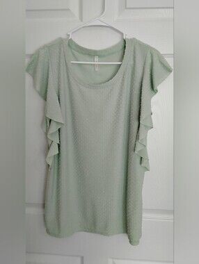 Women’s My Story Mint Green Ruffle Sleeve Top